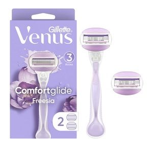 Gillette Venus ComfortGlide Freesia Women's Razor Handle + 2 Blade Refills.